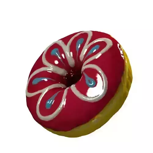 019 Donut Pink Flower Scan 3D model with UV map 3D model