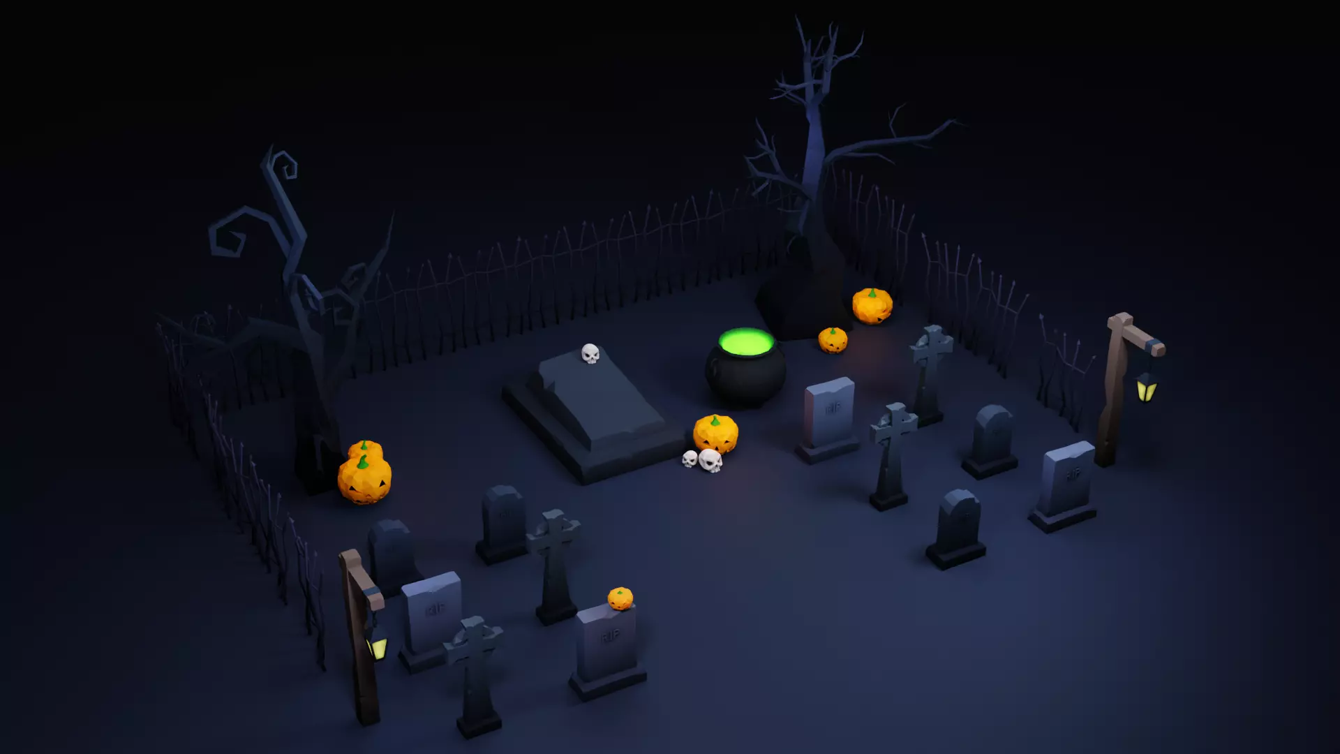 Halloween Low Poly Asset Pack Low-poly 3D model_0