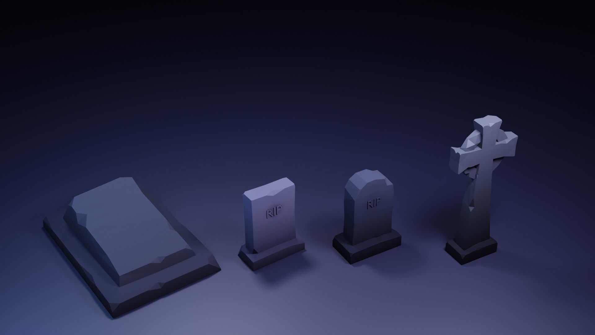 Halloween Low Poly Asset Pack Low-poly 3D model_4