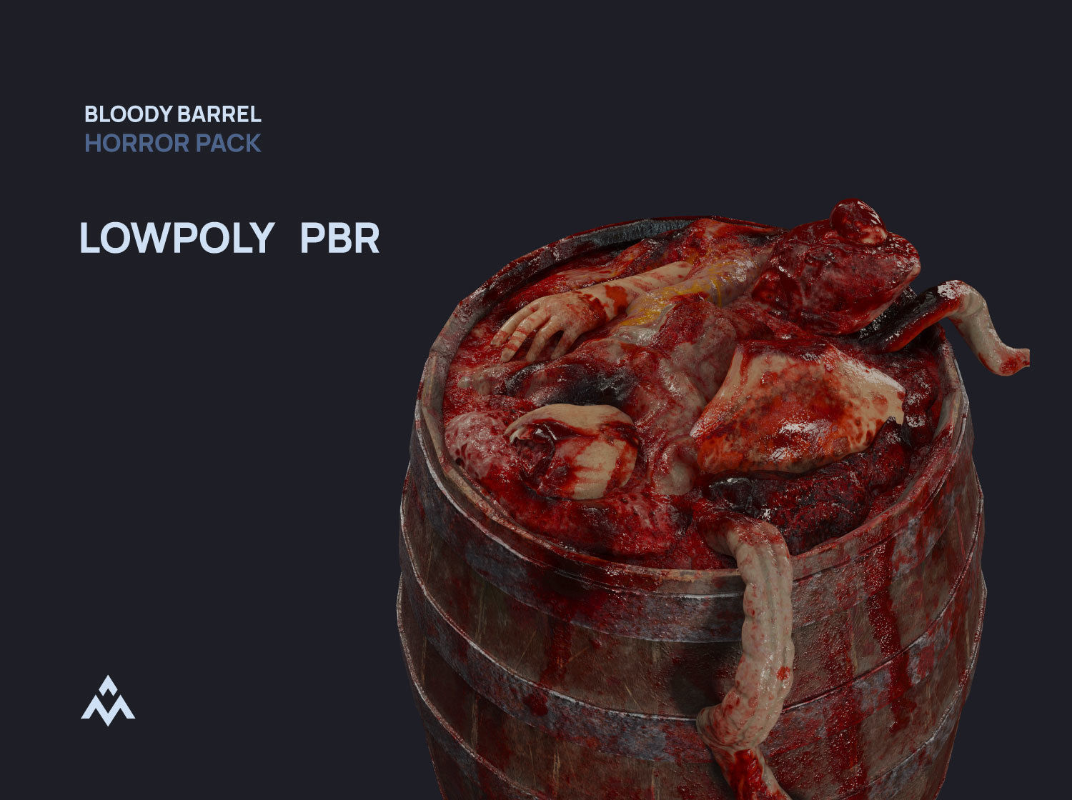 Bloody Barrel Low Poly Pbr Horror Pack Low-poly 3D model_5
