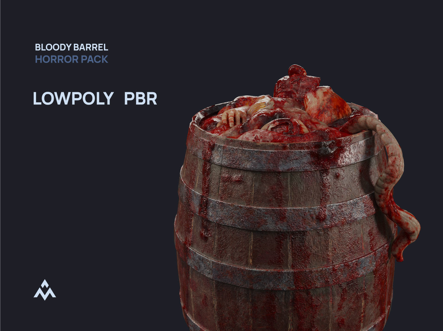 Bloody Barrel Low Poly Pbr Horror Pack Low-poly 3D model_6