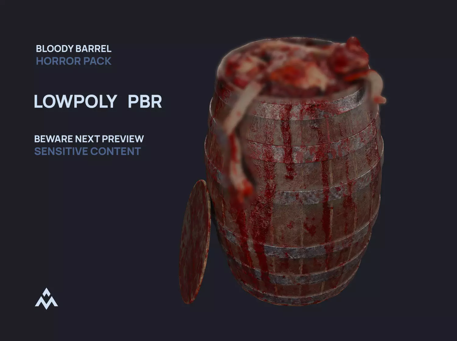 Bloody Barrel Low Poly Pbr Horror Pack Low-poly 3D model_0