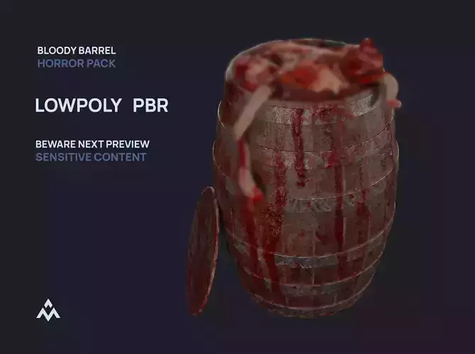 Bloody Barrel Low Poly Pbr Horror Pack