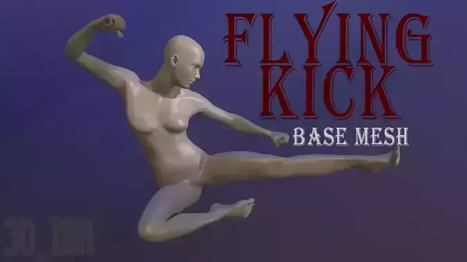 Flying Kick Woman Base mesh