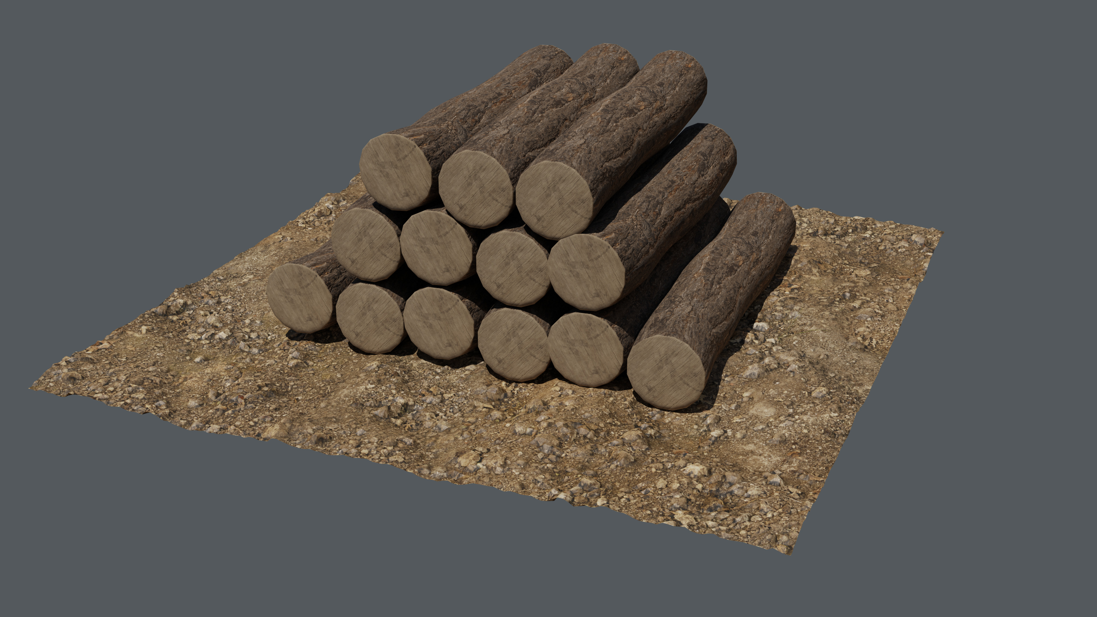 Wooden Logs Low-poly 3D model_7