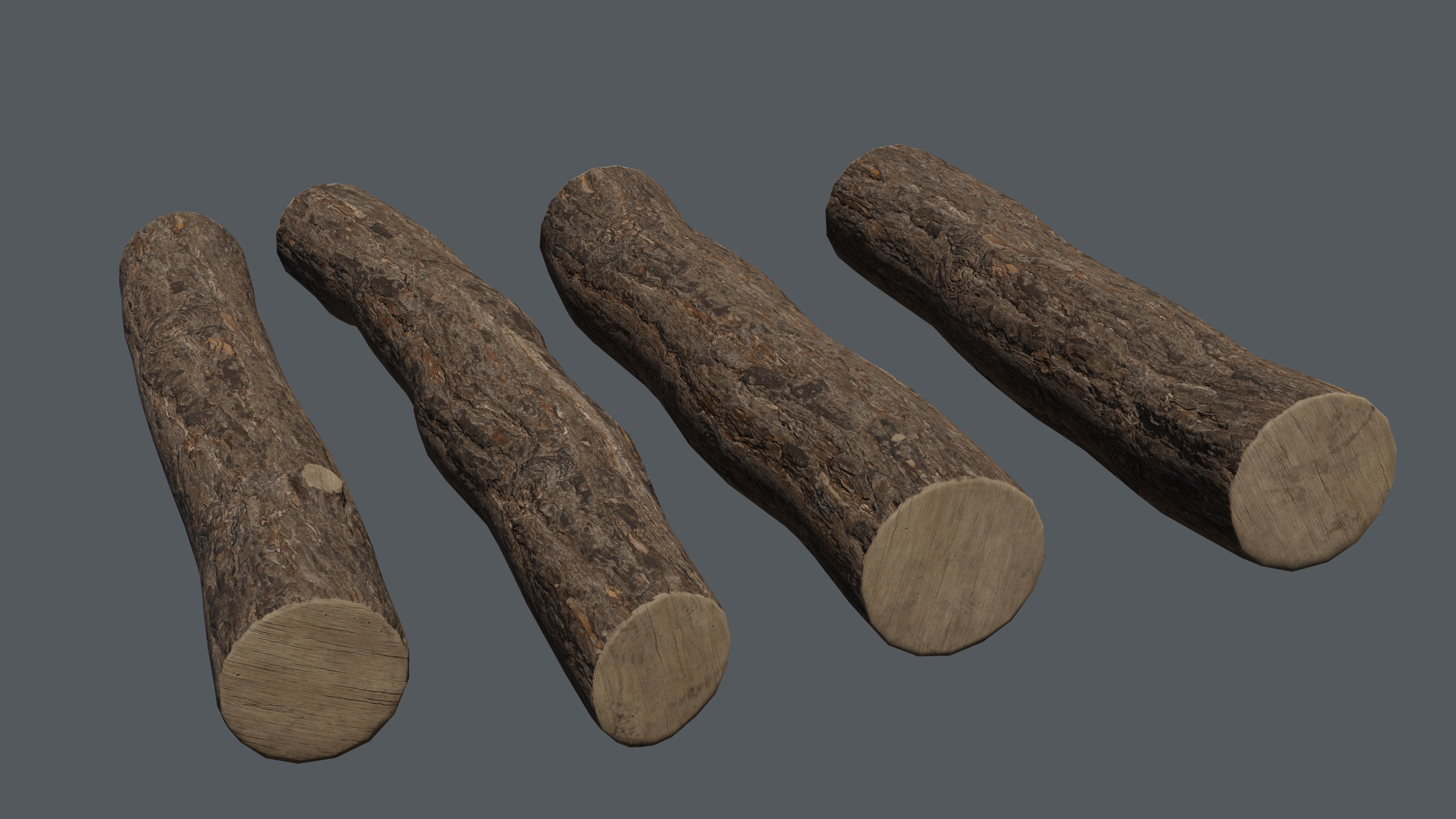 Wooden Logs Low-poly 3D model_5