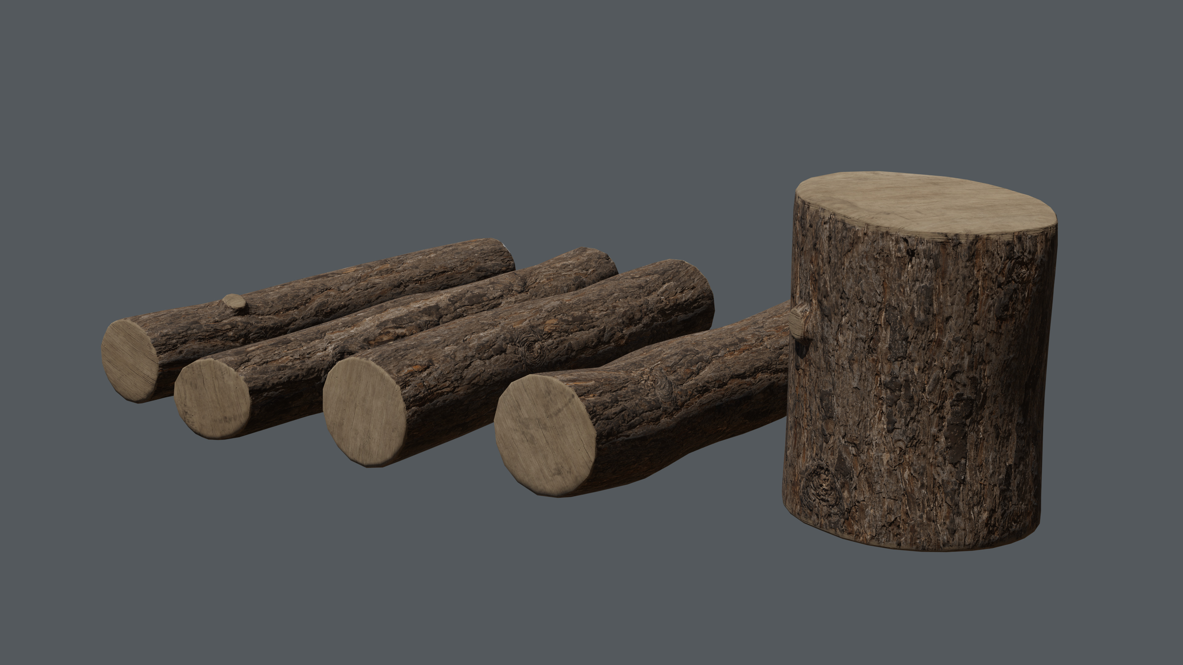 Wooden Logs Low-poly 3D model_4