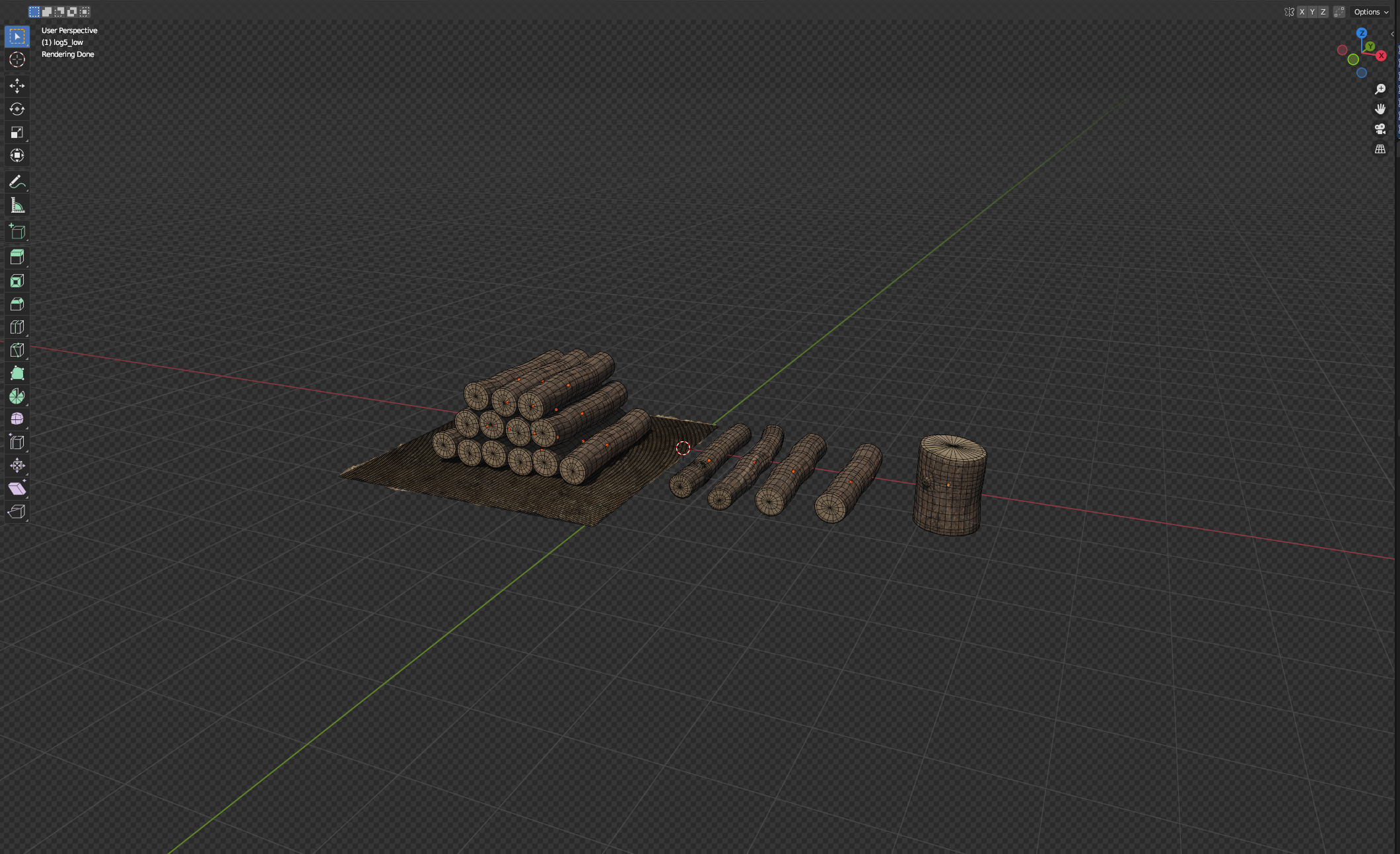 Wooden Logs Low-poly 3D model_9