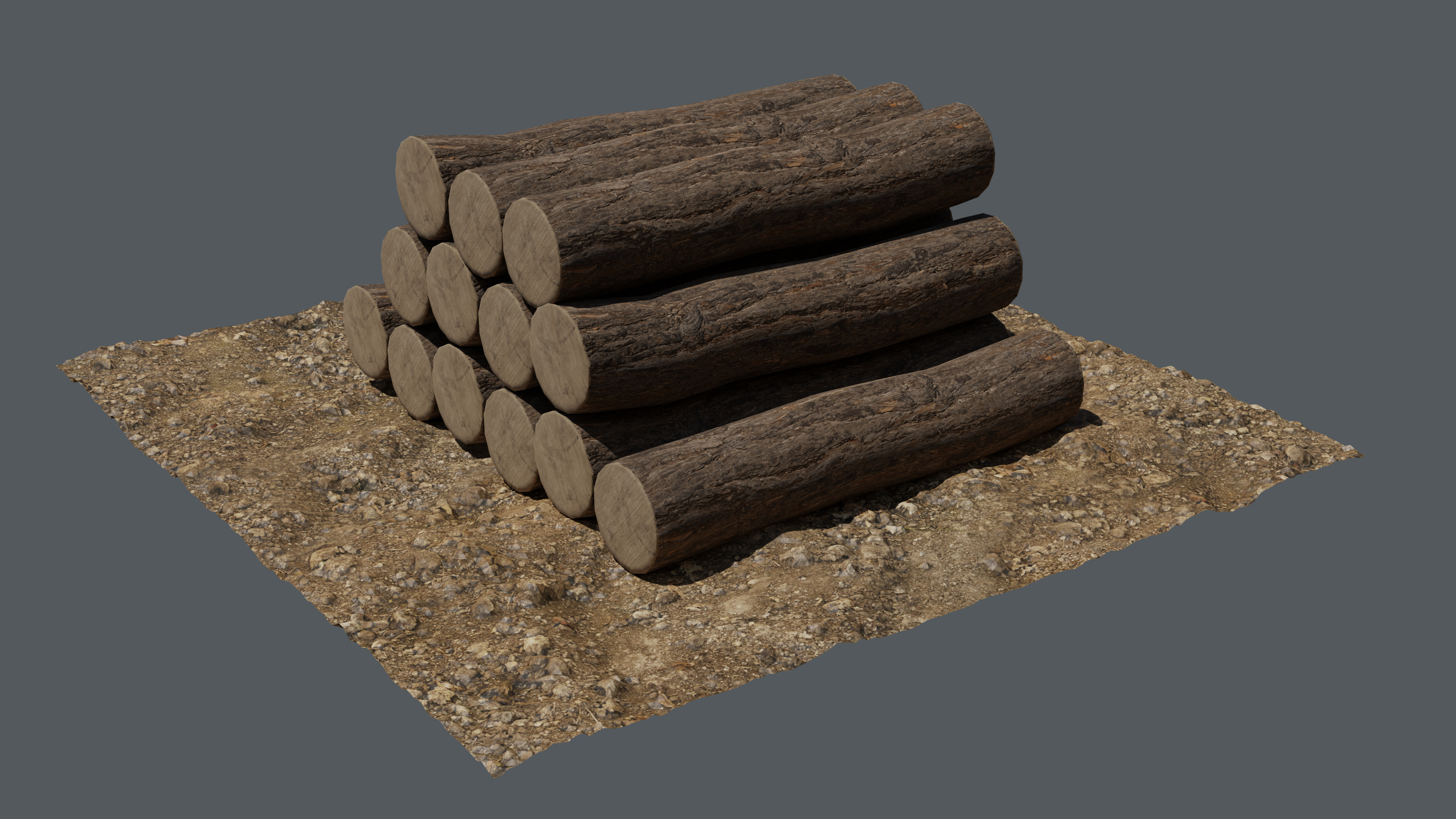 Wooden Logs Low-poly 3D model_8