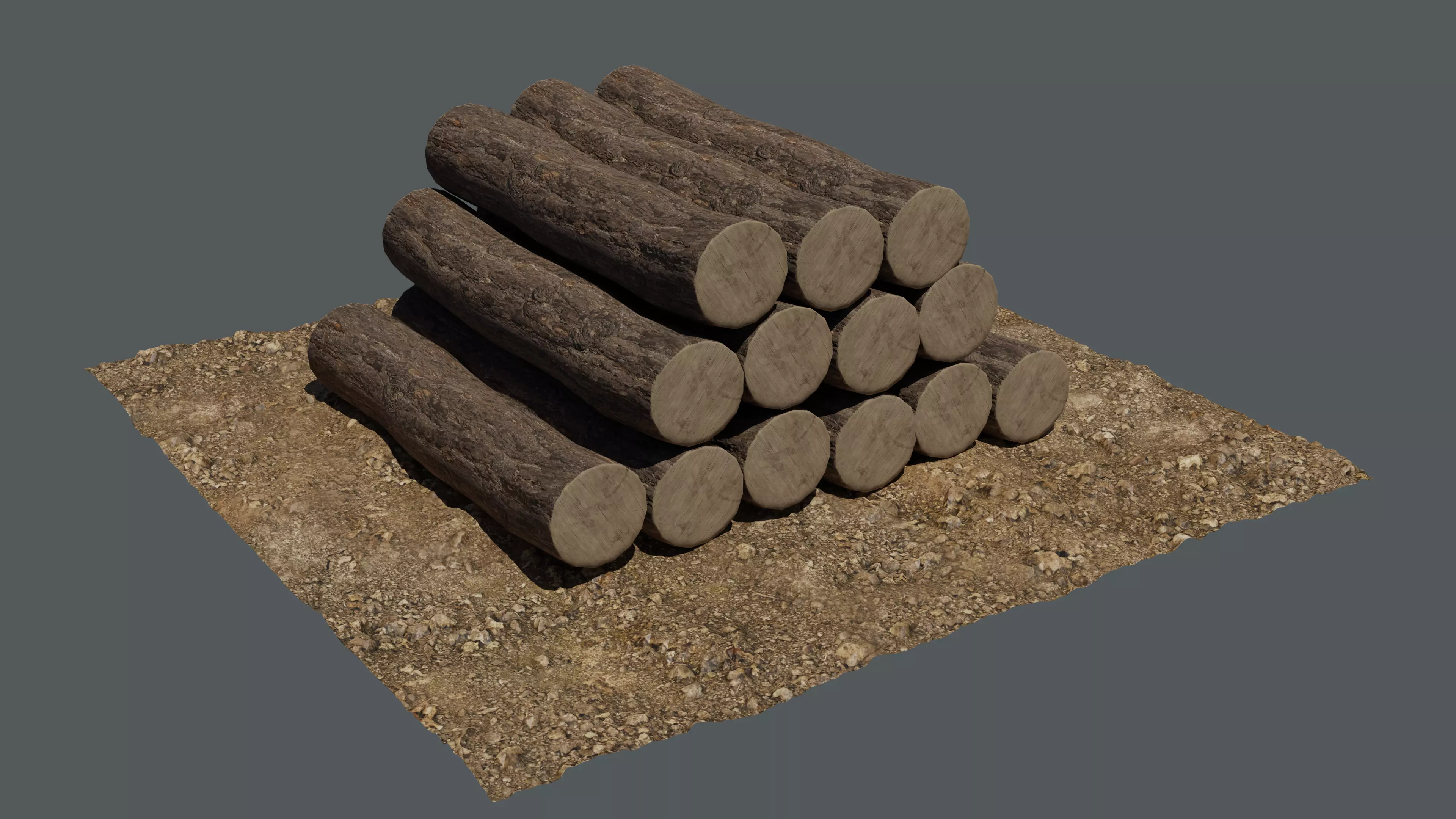 Wooden Logs Low-poly 3D model_0