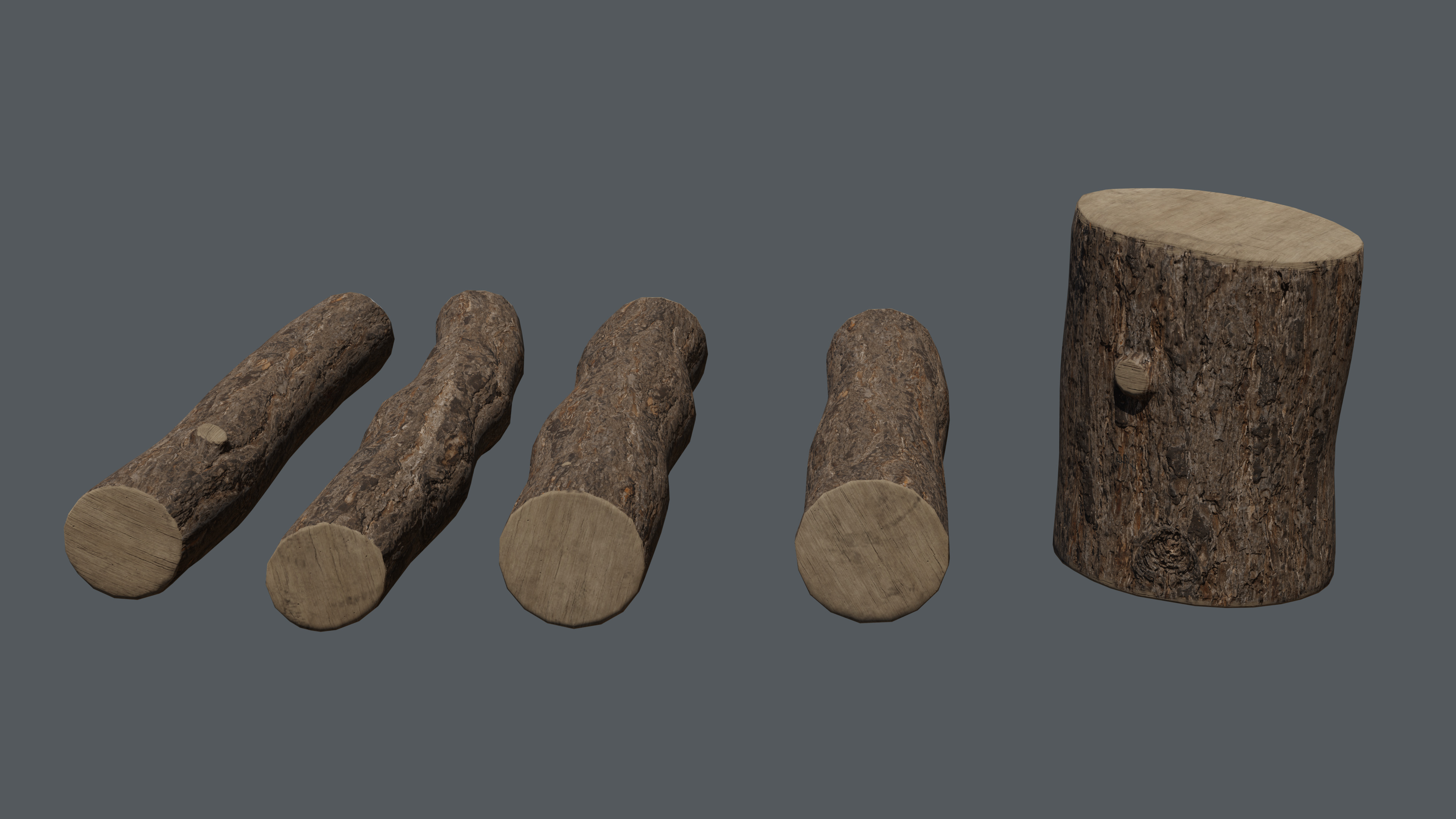 Wooden Logs Low-poly 3D model_3