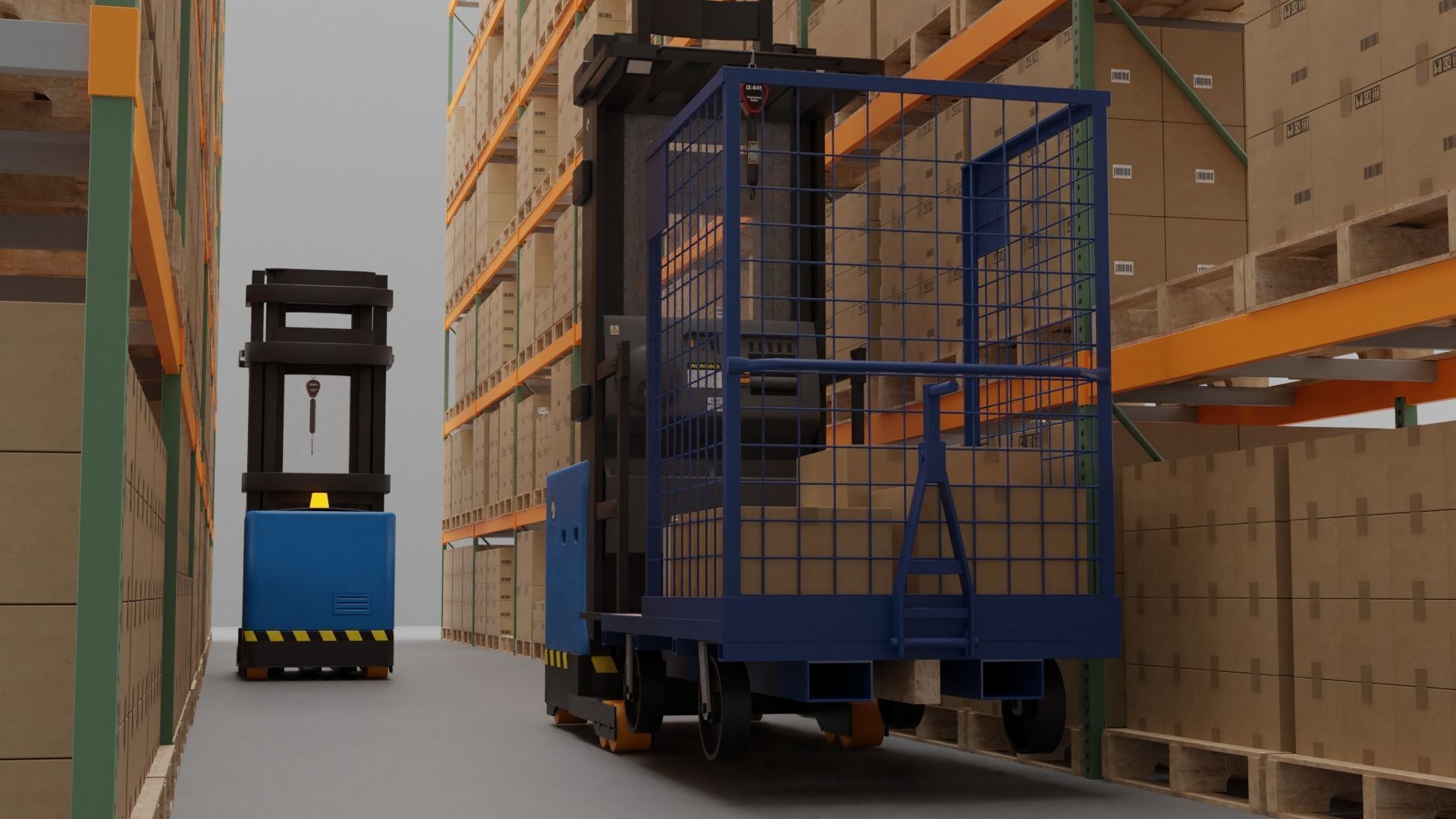 Order Picker Warehouse Forklift Low-poly 3D model_2