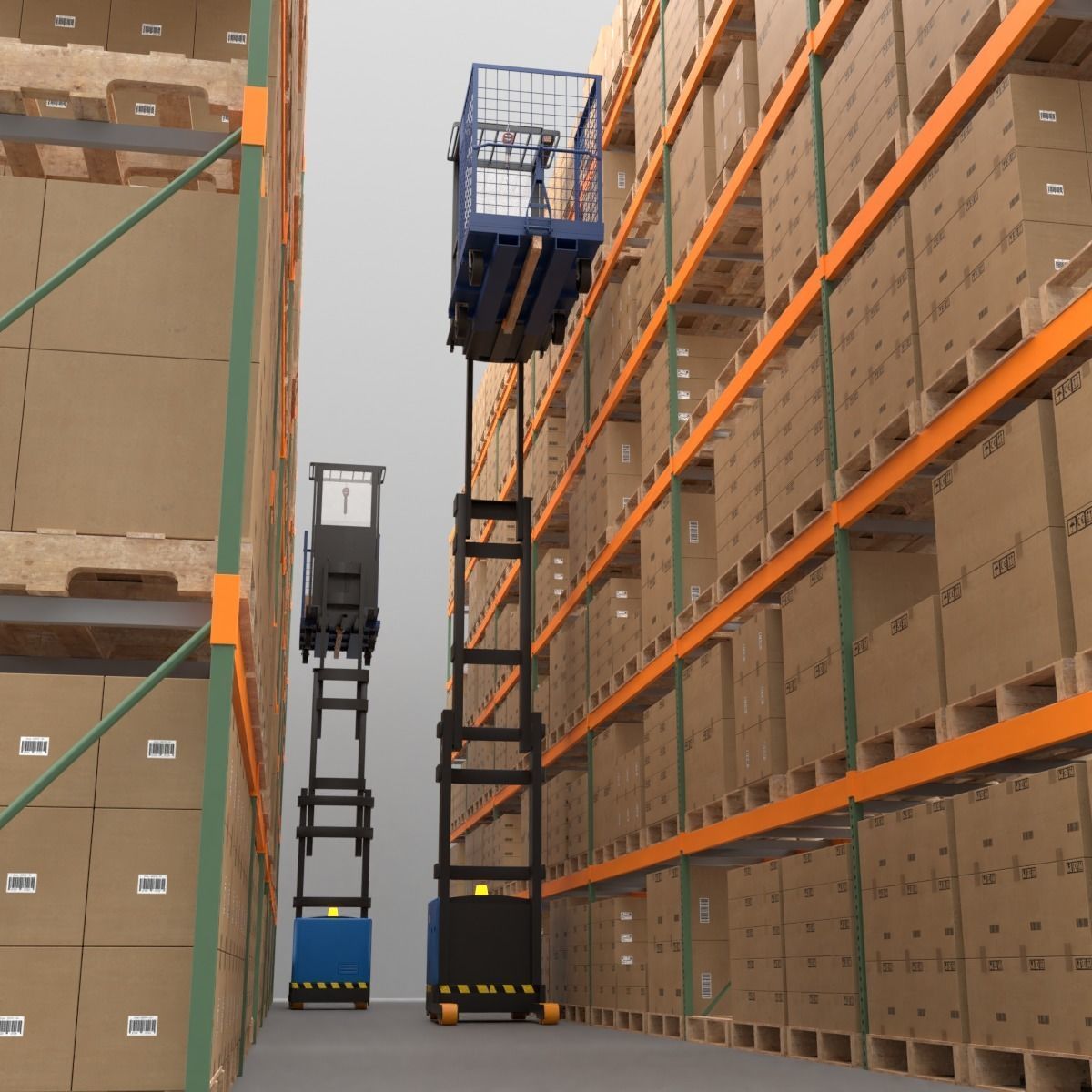 Order Picker Warehouse Forklift Low-poly 3D model_3