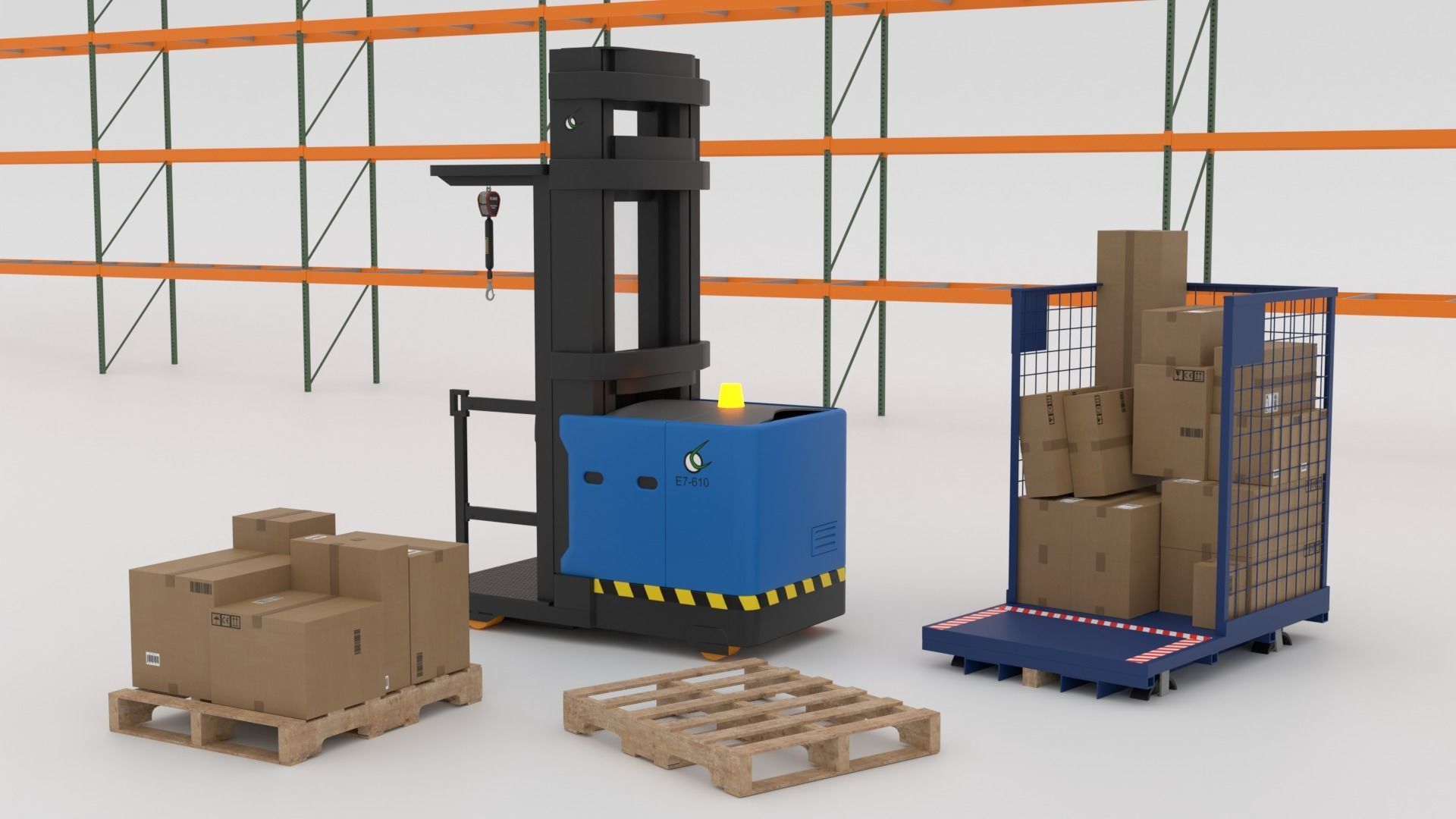 Order Picker Warehouse Forklift Low-poly 3D model_1