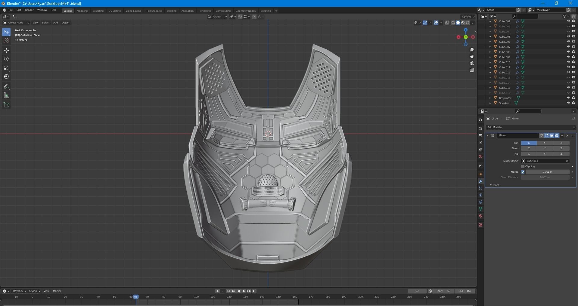 Ironman Mark 41 Bones Helmet 3D Print Model with Inner Details 3D print model_8