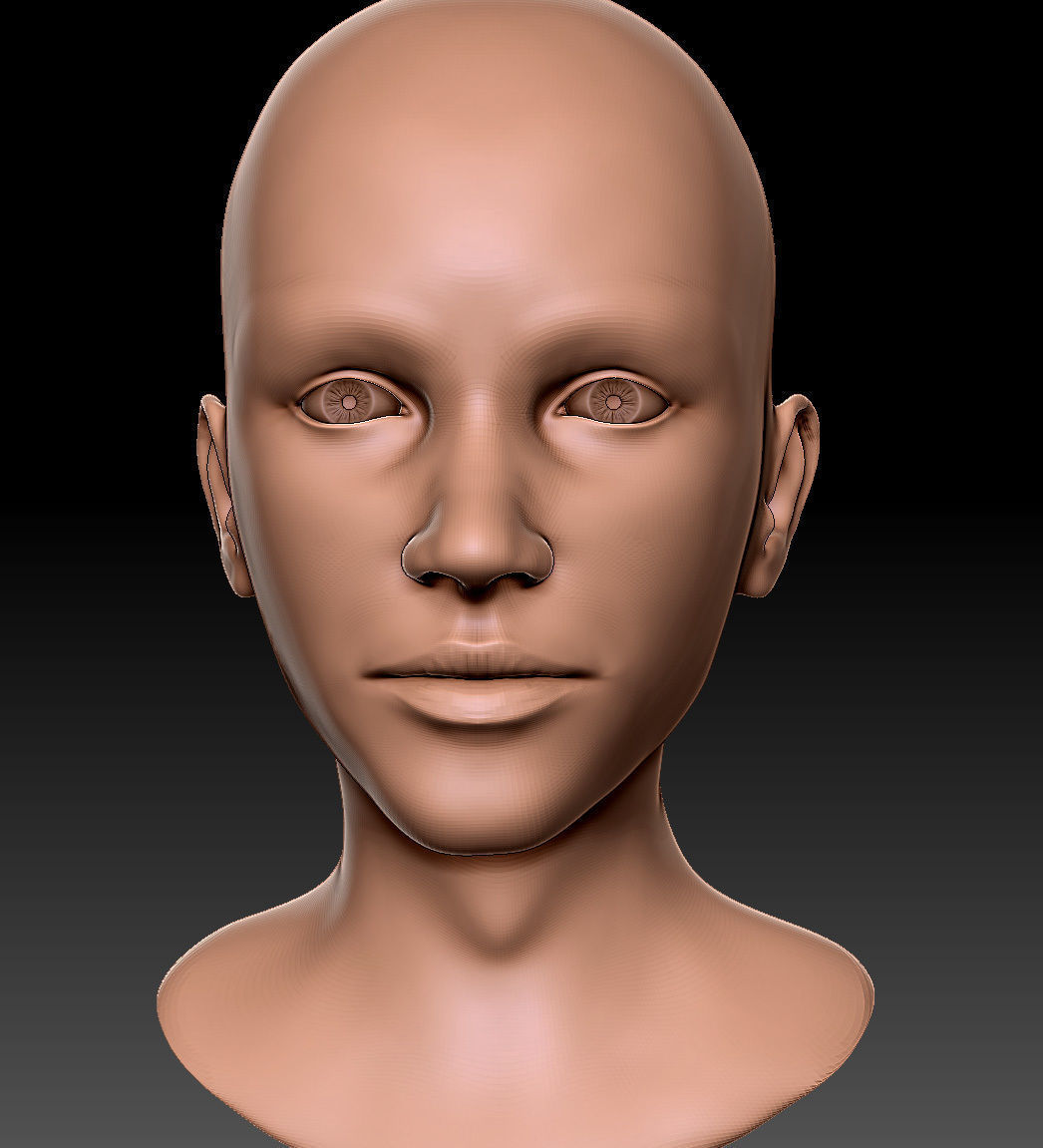Female Head 01 3D model_4