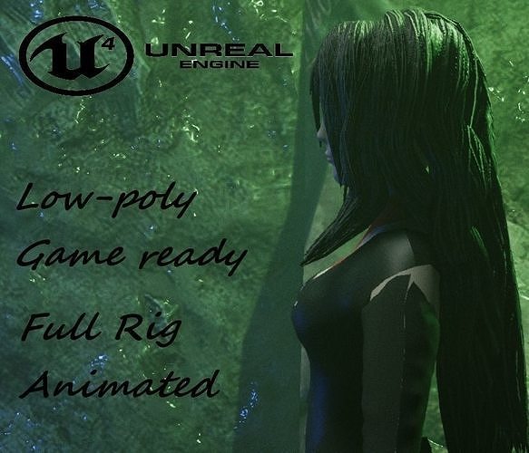 Low-poly Beautiful vampire girl Low-poly 3D model