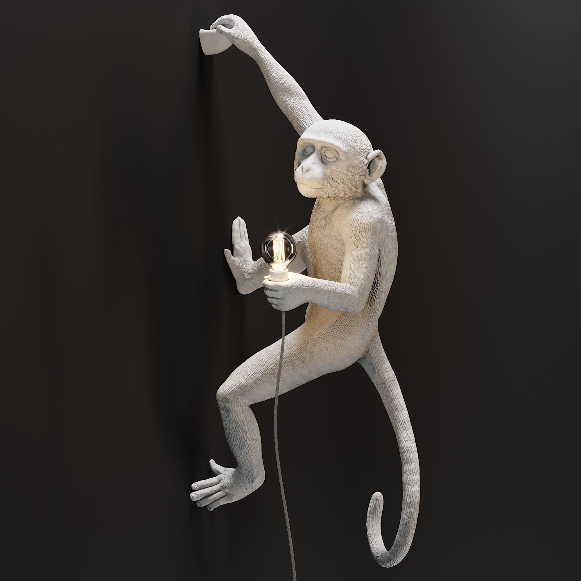 The Monkey Lamp Hanging Right Version Low and High poly  Low-poly 3D model_3