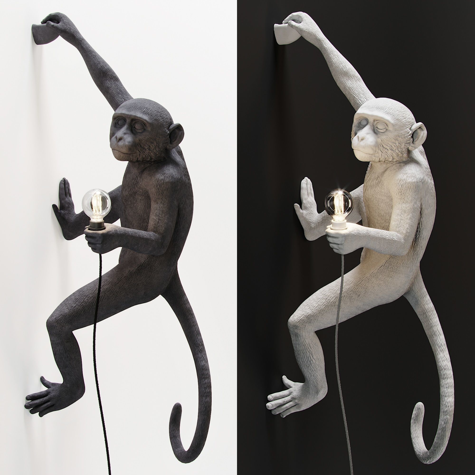 The Monkey Lamp Hanging Right Version Low and High poly  Low-poly 3D model_1