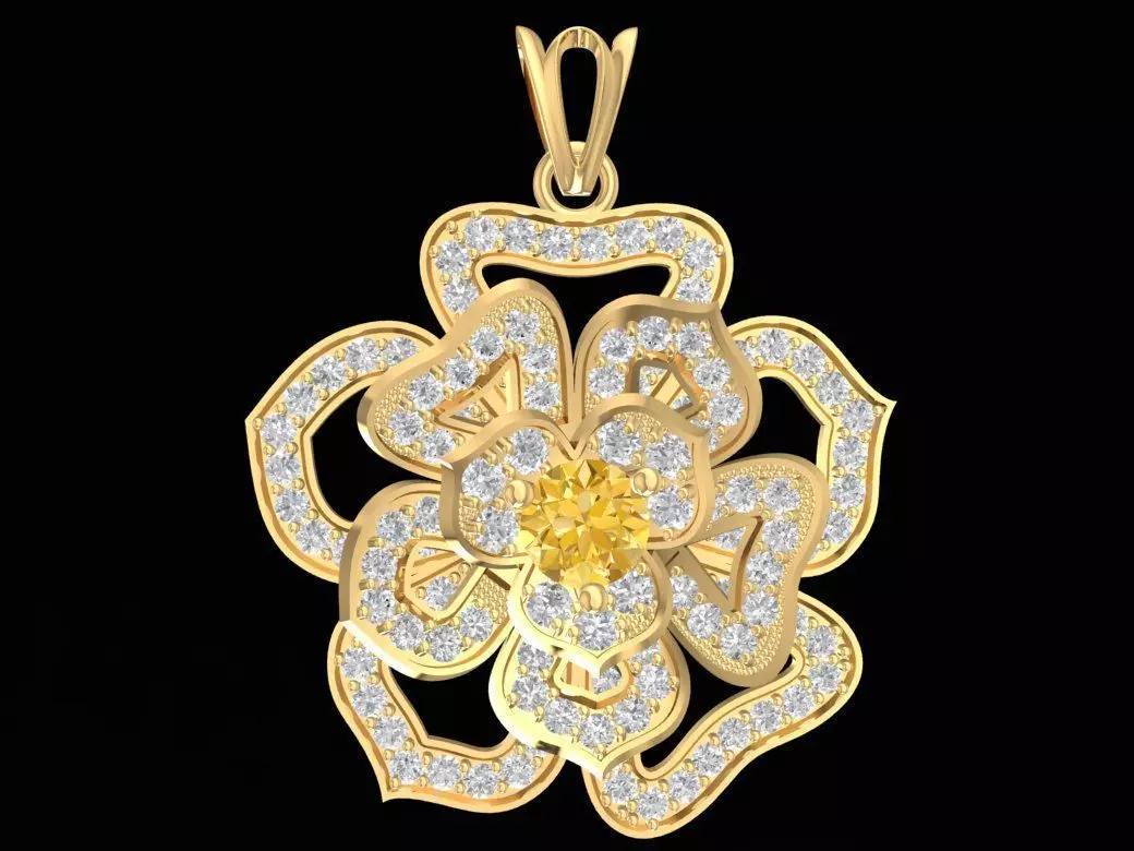 Luxury Flower Diamond Pendant Jewelry 2768 3D print model