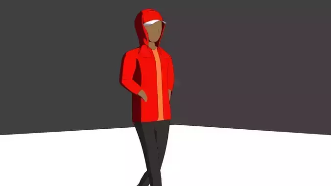 Guy in a hoodie Low-poly 3D model