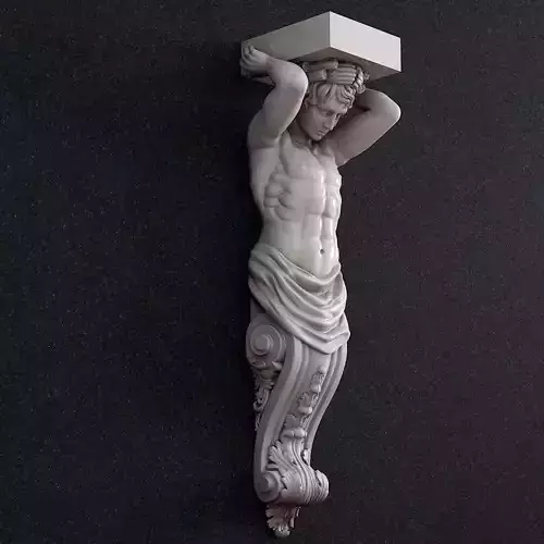 Atlant statue of man holding book 3D print model