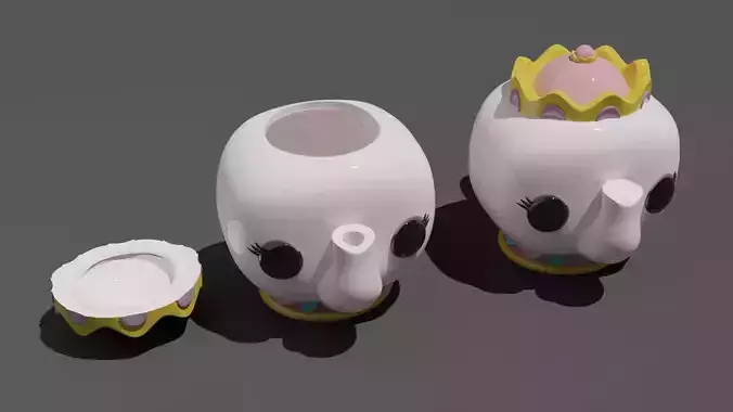 Teapot with two cups