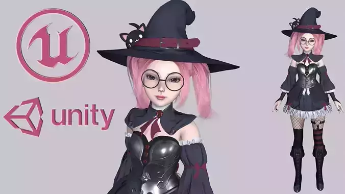 Louise - Cute Loli Witch Low-poly 3D model
