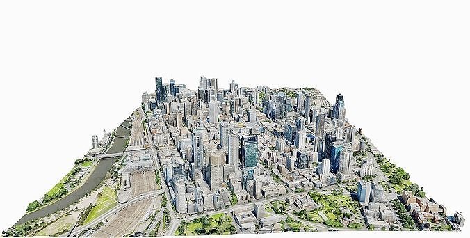 Melbourne city close view  Low-poly 3D model 6