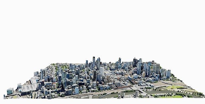 Melbourne city close view  Low-poly 3D model 7