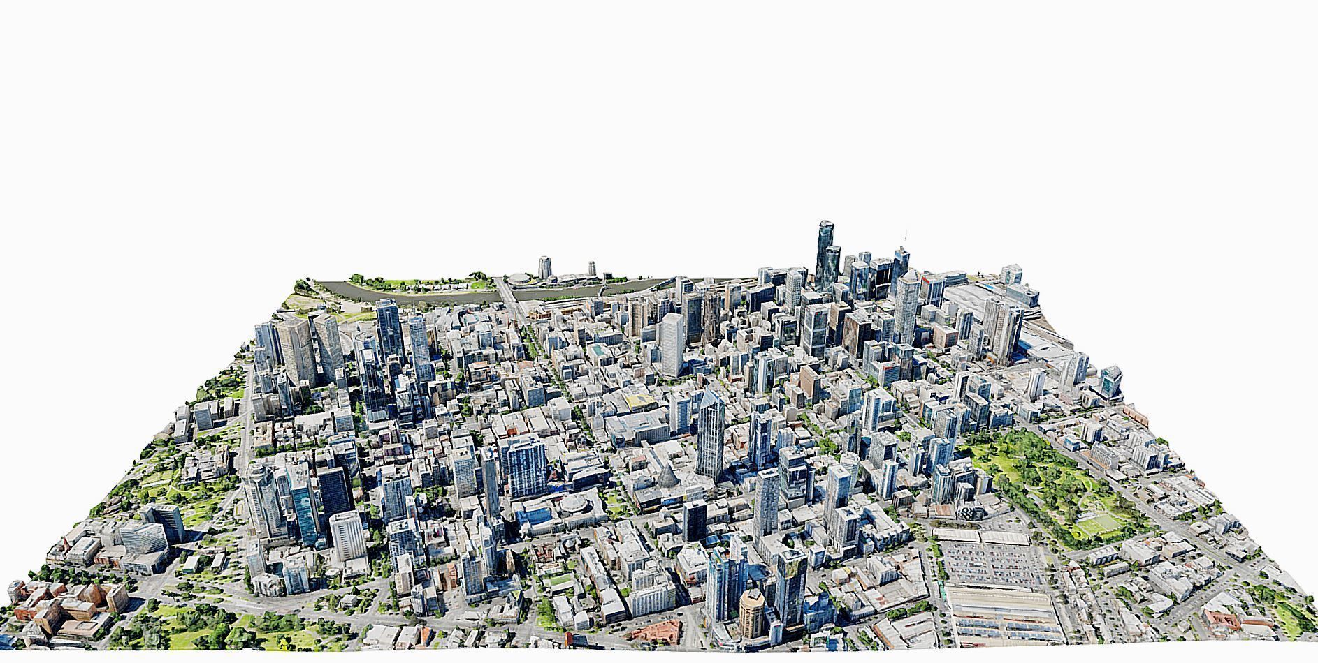 Melbourne city close view  Low-poly 3D model_8