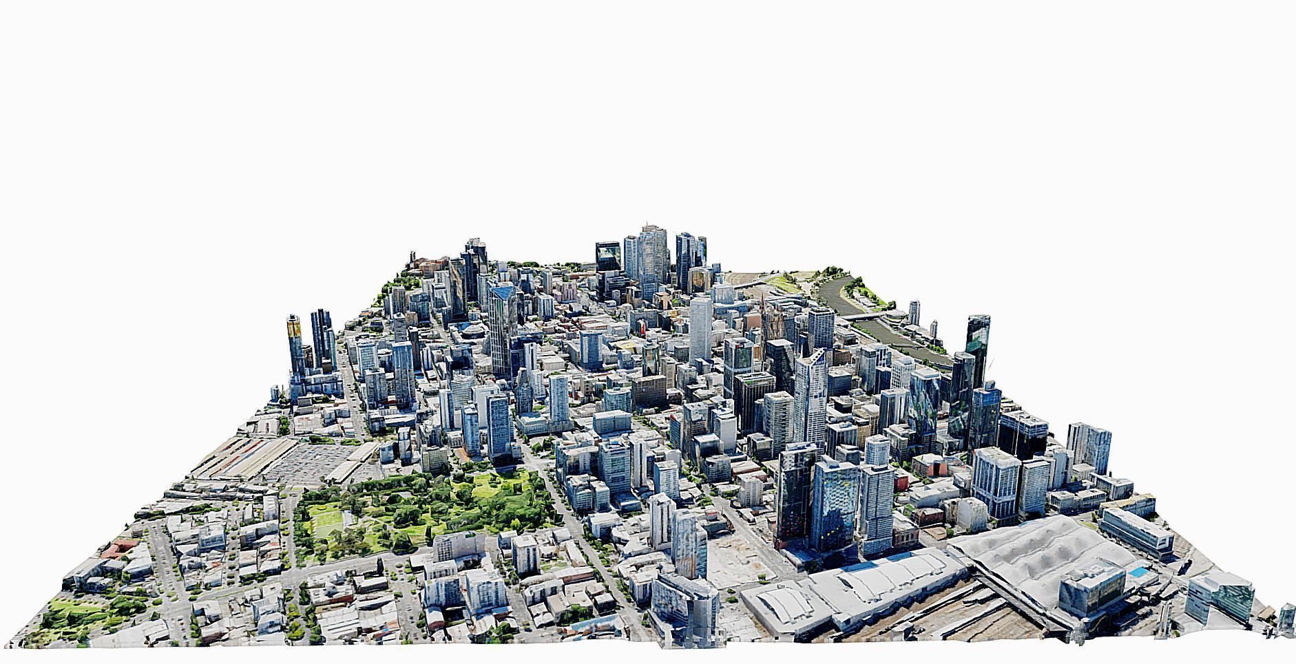 Melbourne city close view  Low-poly 3D model_9
