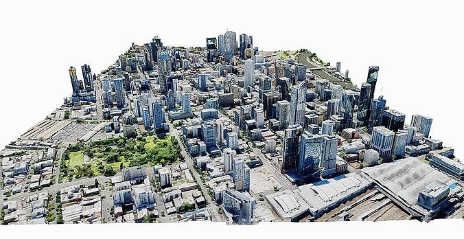 Melbourne city close view  Low-poly 3D model 2