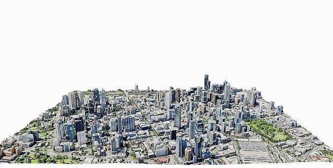 Melbourne city close view  Low-poly 3D model 4