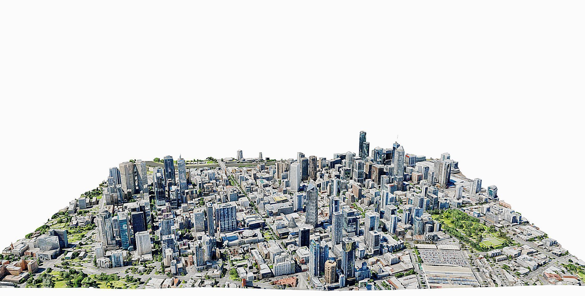 Melbourne city close view  Low-poly 3D model_3