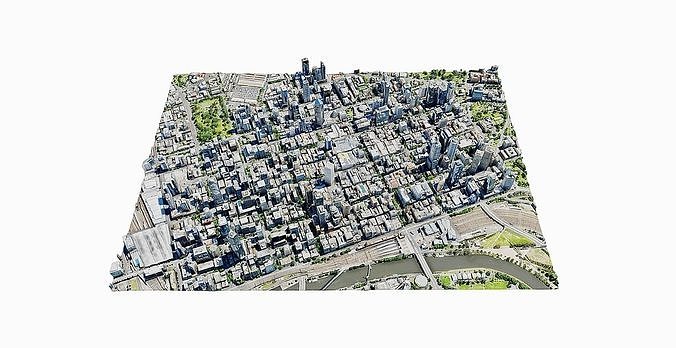 Melbourne city close view  Low-poly 3D model 5