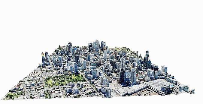 Melbourne city close view  Low-poly 3D model 3