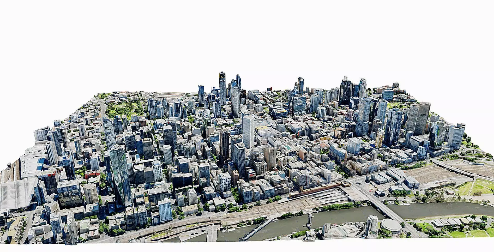 Melbourne city close view  Low-poly 3D model_0