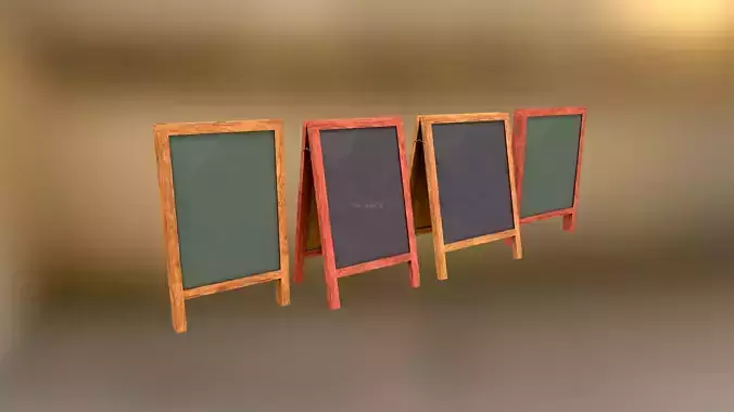 Set Restaurant Green Black Chalkboard Blackboard 4K PBR Textures Low-poly 3D model