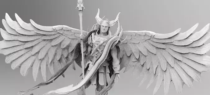 Angel warrior Stylized spear upwards