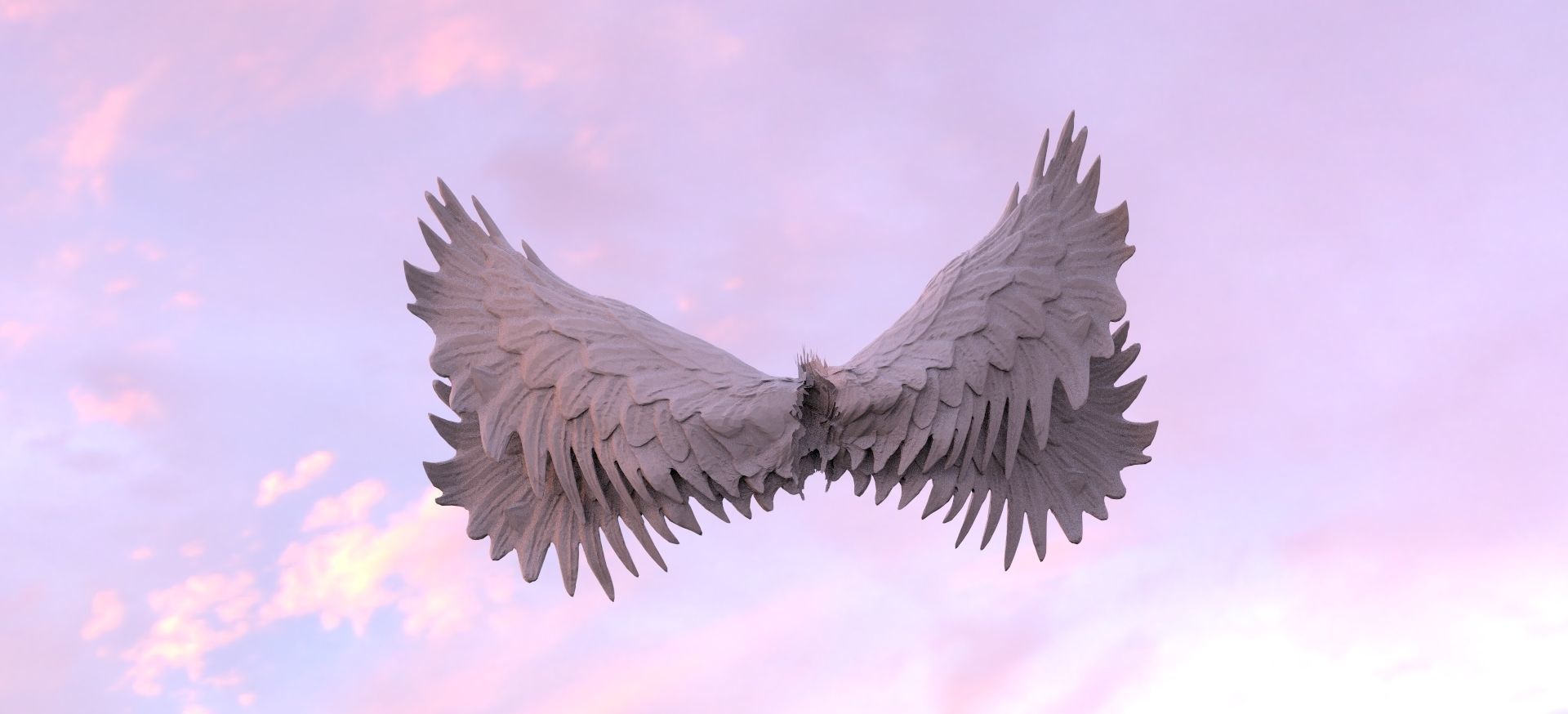Angel wings 4 stylized 3D model_1