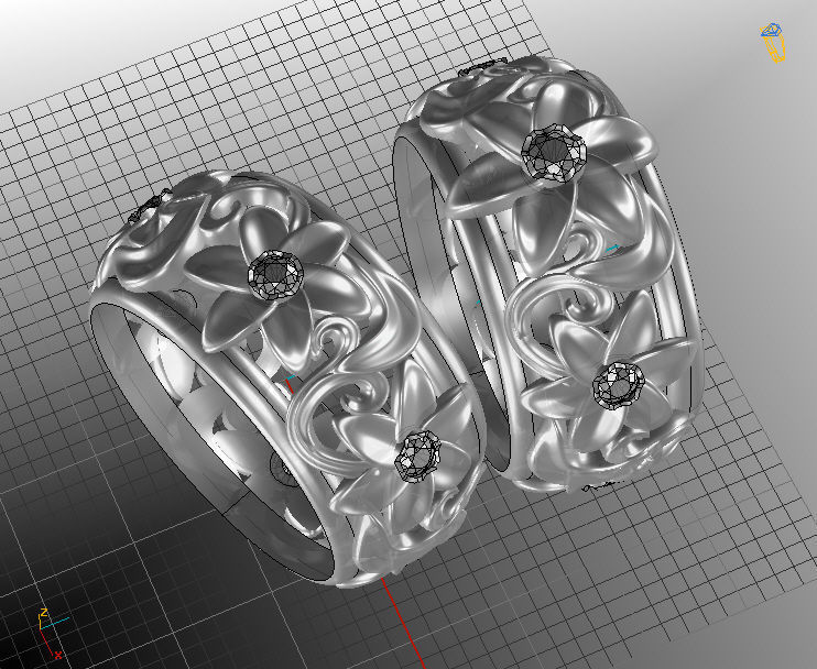 flowers rings center stone big 3D print model_2