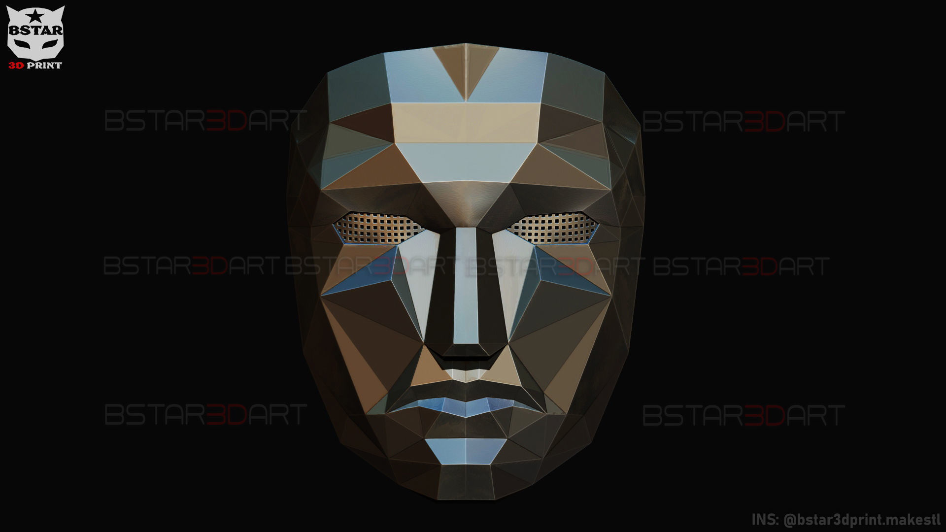 Squid Game Mask - polygon Front Mask  Cosplay 3D print model_10