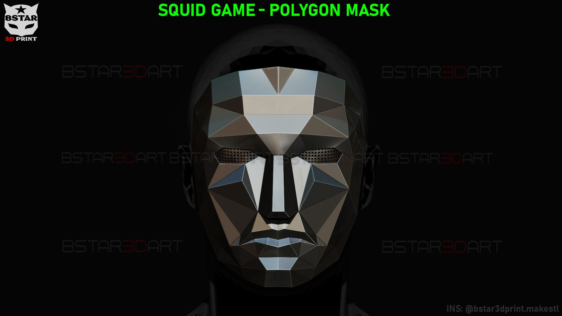 Squid Game Mask - polygon Front Mask  Cosplay 3D print model_7