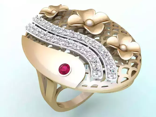  Mesh flower ring - Italian rings - Womens Rings - N6351