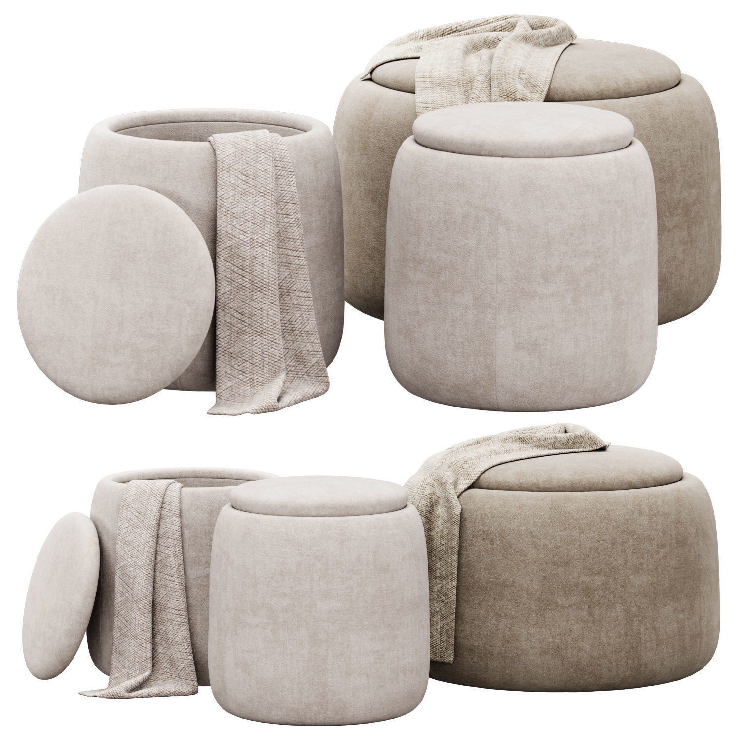 Dodd Storage Ottomans set 3D model_1