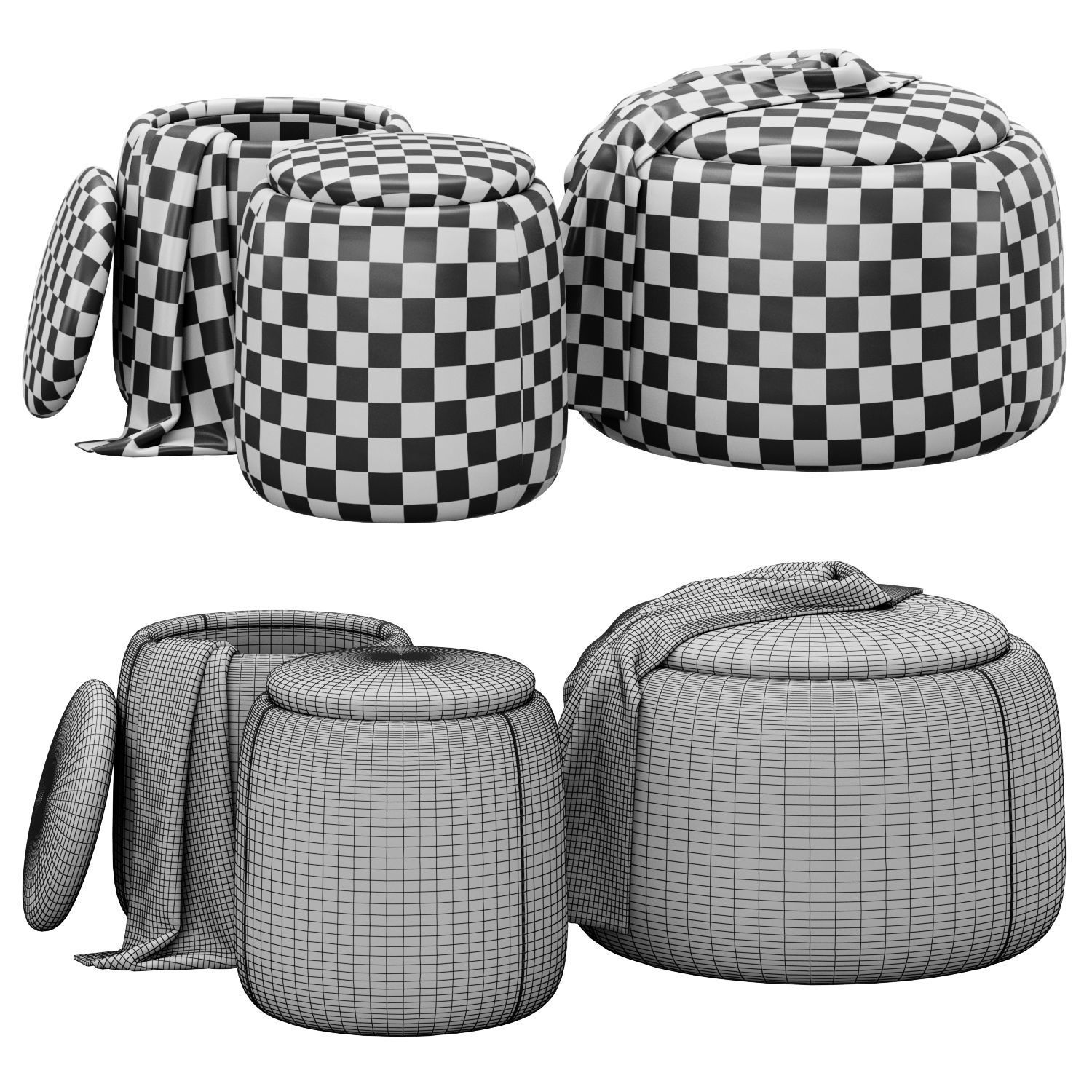 Dodd Storage Ottomans set 3D model_2