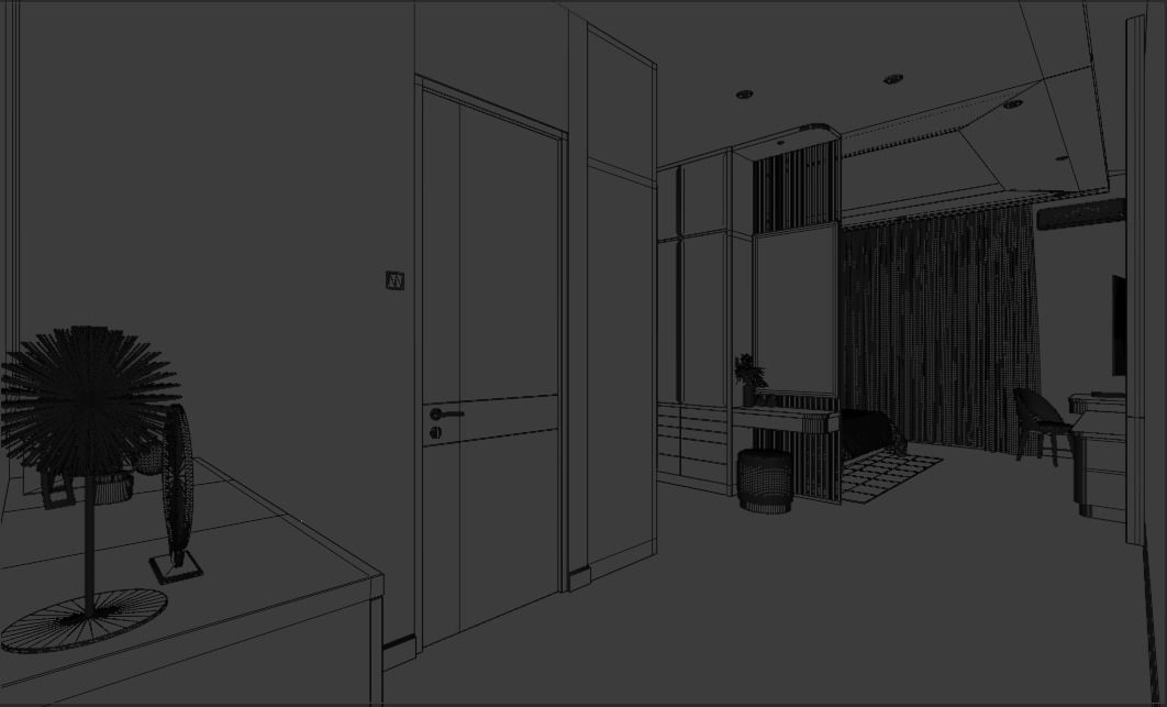 Bedroom Interior Blender - Fbx - Obj 3D model_4