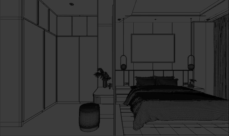 Bedroom Interior Blender - Fbx - Obj 3D model_7