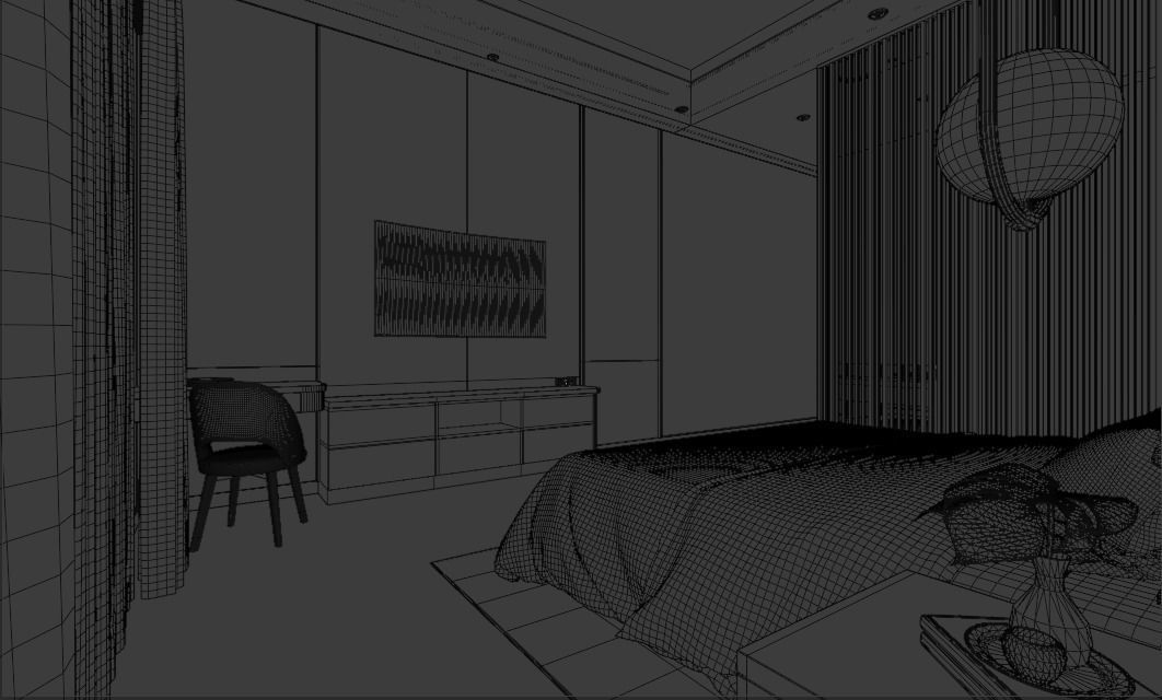 Bedroom Interior Blender - Fbx - Obj 3D model_6